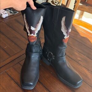 Harley-Davidson Black Riding Boots with Eagle Design